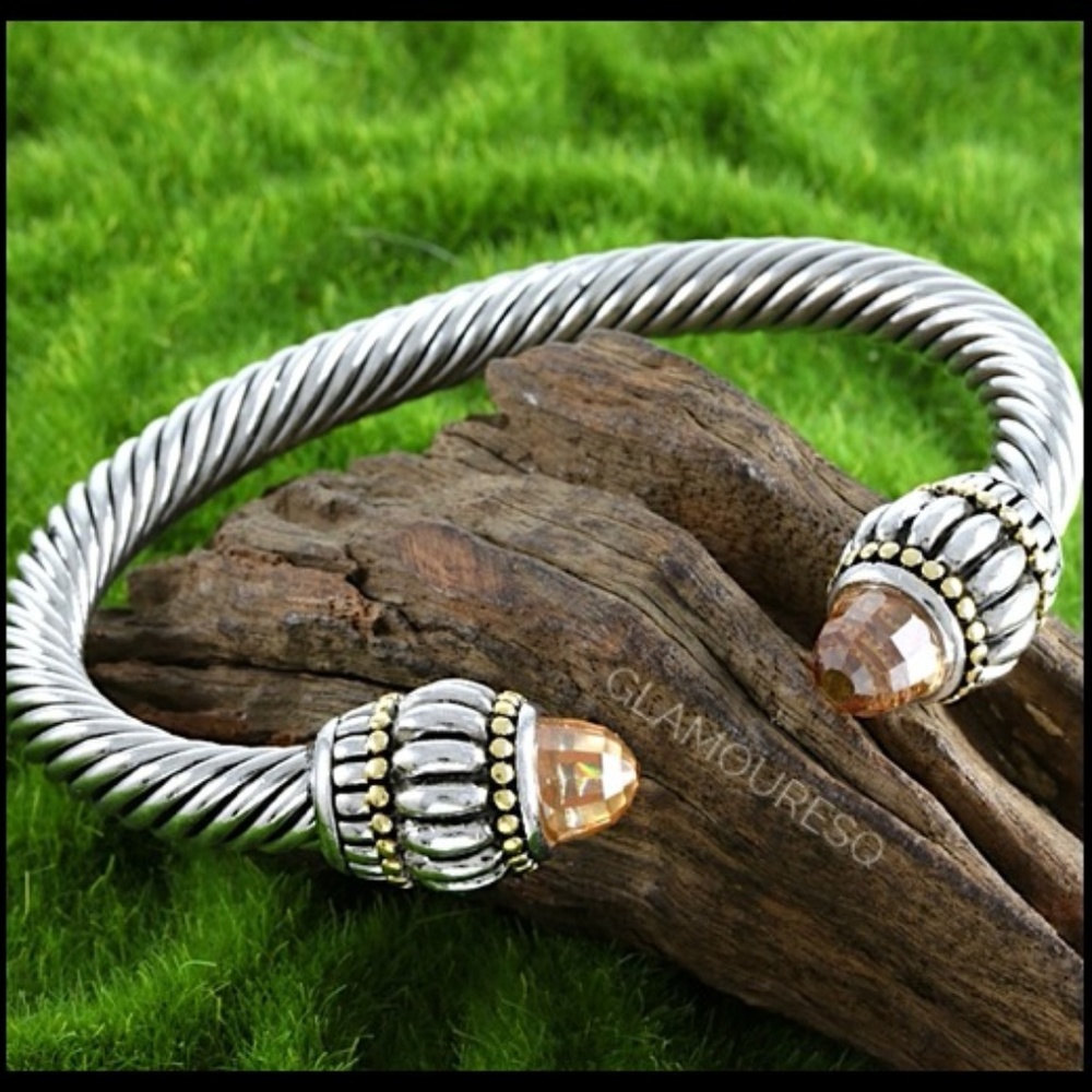 2.53ct Citrine Two-Tone Bangle Bracelet